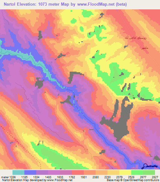 Nartol,Iran Elevation Map