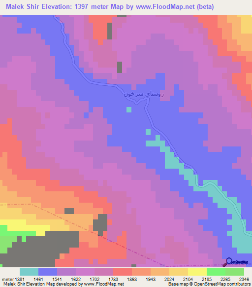 Malek Shir,Iran Elevation Map