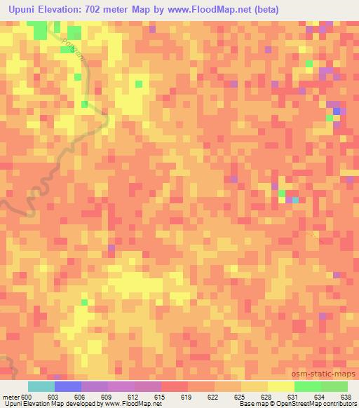 Upuni,Tanzania Elevation Map