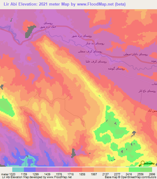 Lir Abi,Iran Elevation Map