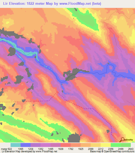 Lir,Iran Elevation Map