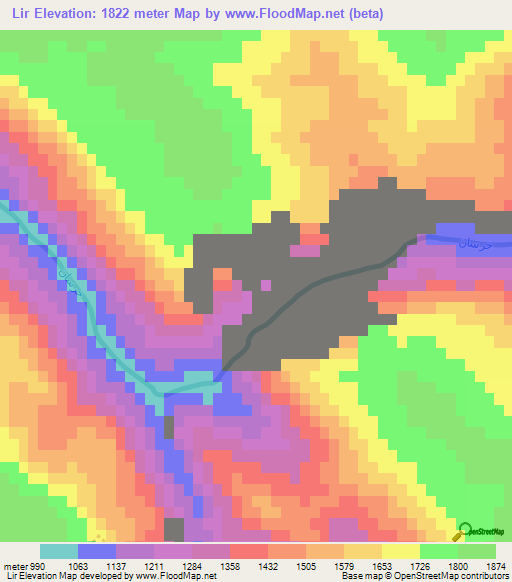 Lir,Iran Elevation Map
