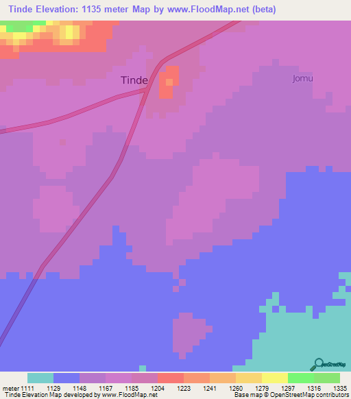 Tinde,Tanzania Elevation Map