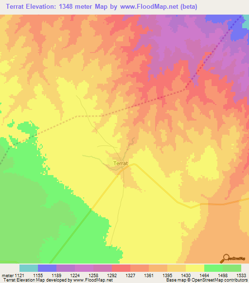 Terrat,Tanzania Elevation Map