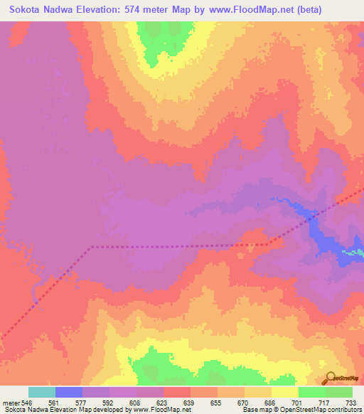 Sokota Nadwa,Tanzania Elevation Map