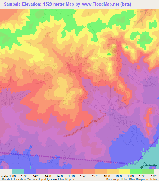 Sambala,Tanzania Elevation Map