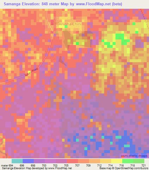 Samanga,Tanzania Elevation Map