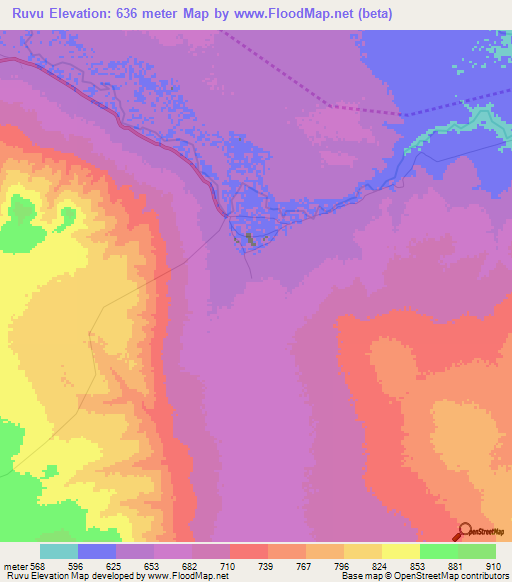 Ruvu,Tanzania Elevation Map