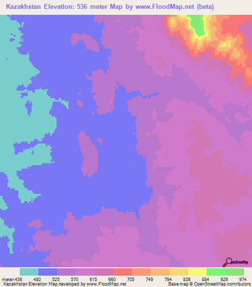Kazakhstan,Kazakhstan Elevation Map