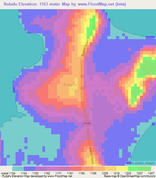 Rubafu,Tanzania Elevation Map