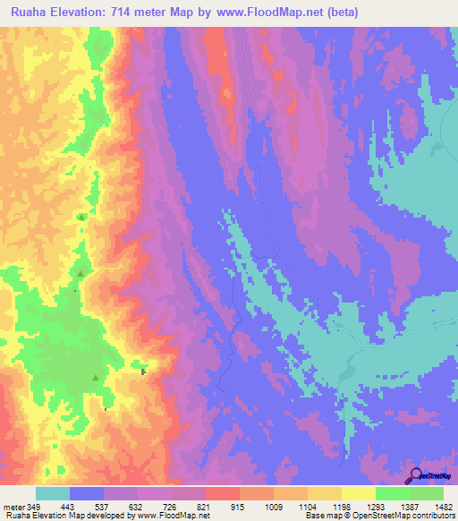 Ruaha,Tanzania Elevation Map