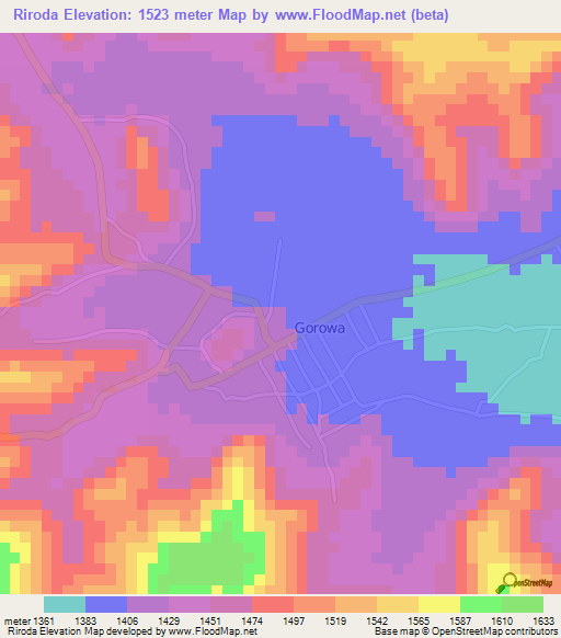 Riroda,Tanzania Elevation Map