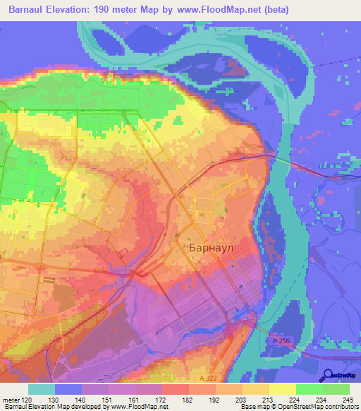 Barnaul,Russia Elevation Map