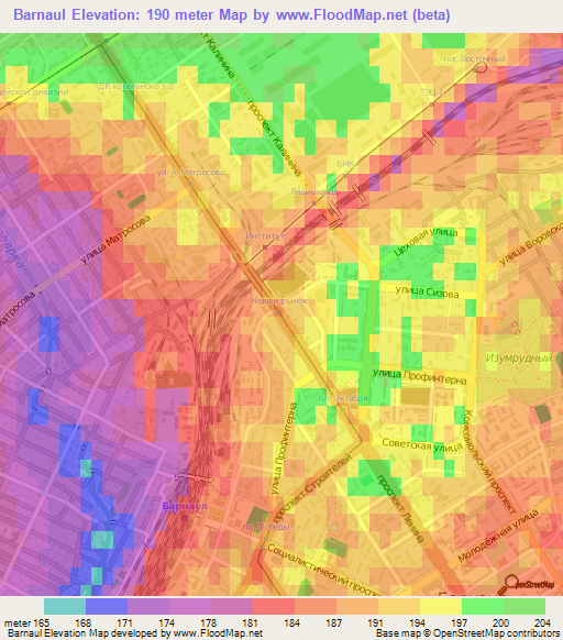 Barnaul,Russia Elevation Map