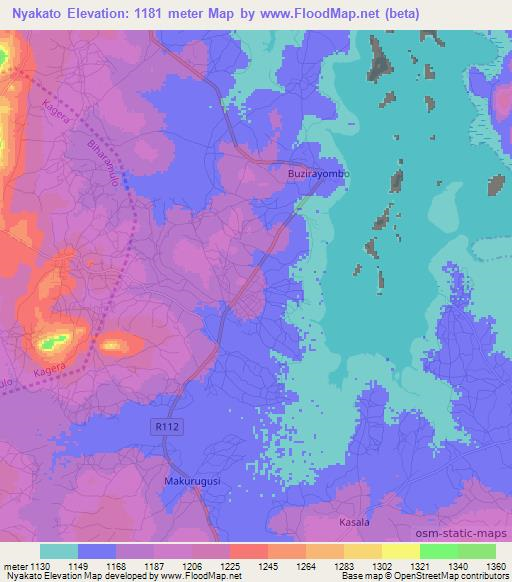 Nyakato,Tanzania Elevation Map