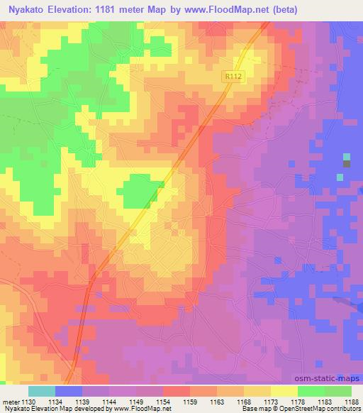 Nyakato,Tanzania Elevation Map