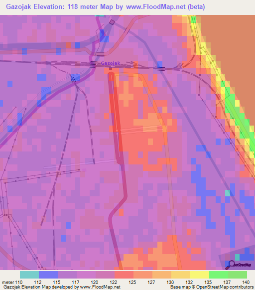 Gazojak,Turkmenistan Elevation Map