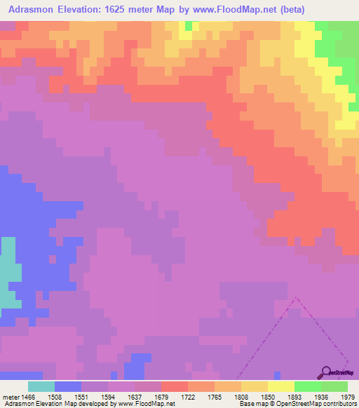 Adrasmon,Tajikistan Elevation Map