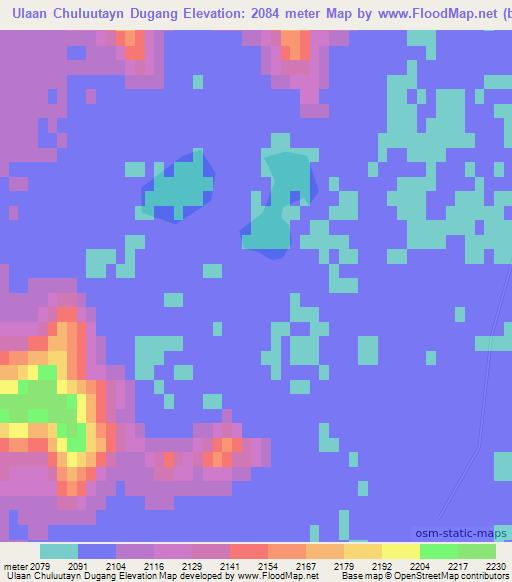 Ulaan Chuluutayn Dugang,Mongolia Elevation Map