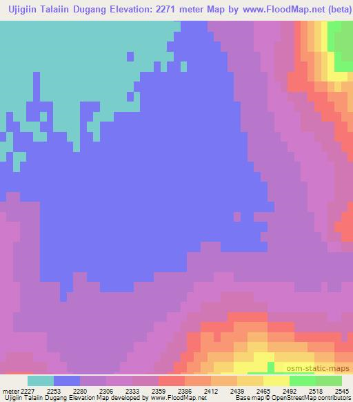 Ujigiin Talaiin Dugang,Mongolia Elevation Map