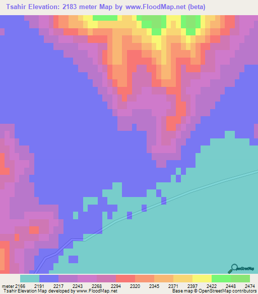 Tsahir,Mongolia Elevation Map