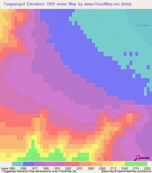 Tsagaangol,Mongolia Elevation Map