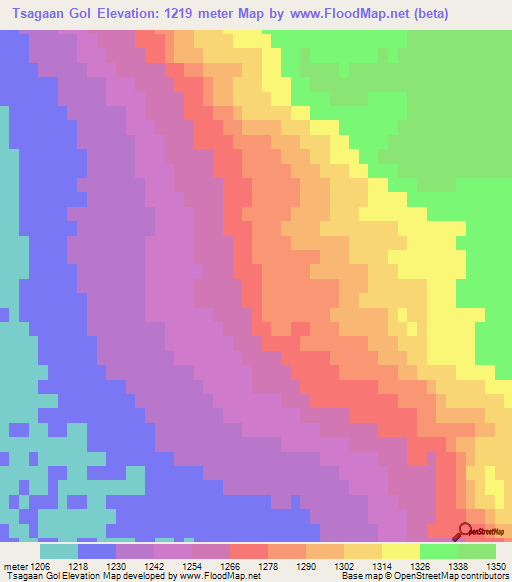 Tsagaan Gol,Mongolia Elevation Map