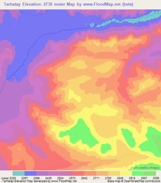 Tarhatay,Mongolia Elevation Map