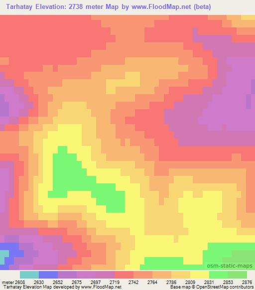 Tarhatay,Mongolia Elevation Map