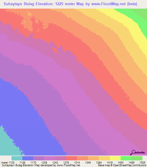 Suhaytayn Bulag,Mongolia Elevation Map