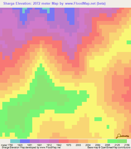 Sharga,Mongolia Elevation Map