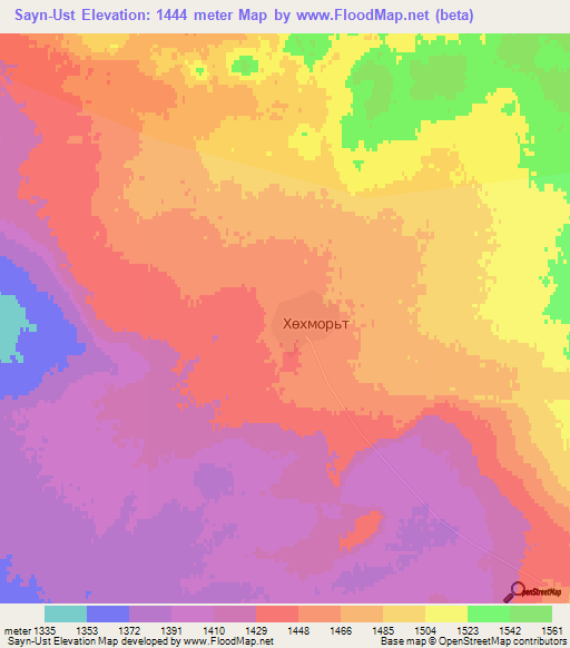 Sayn-Ust,Mongolia Elevation Map