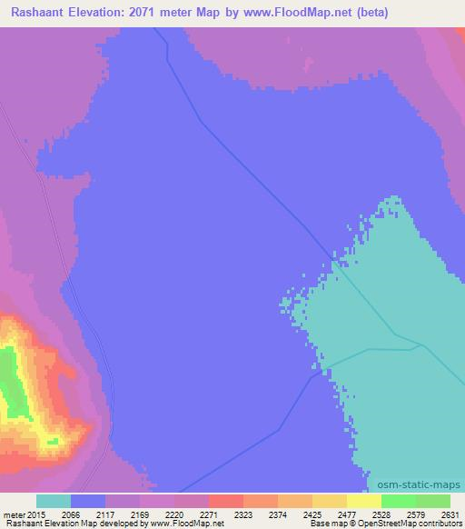 Rashaant,Mongolia Elevation Map