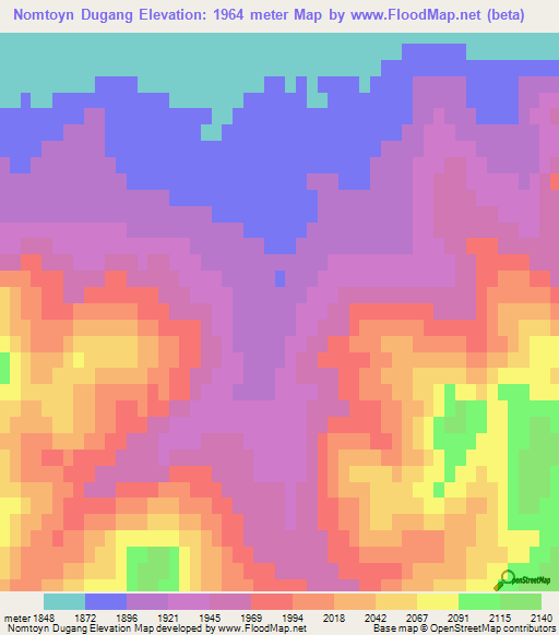 Nomtoyn Dugang,Mongolia Elevation Map