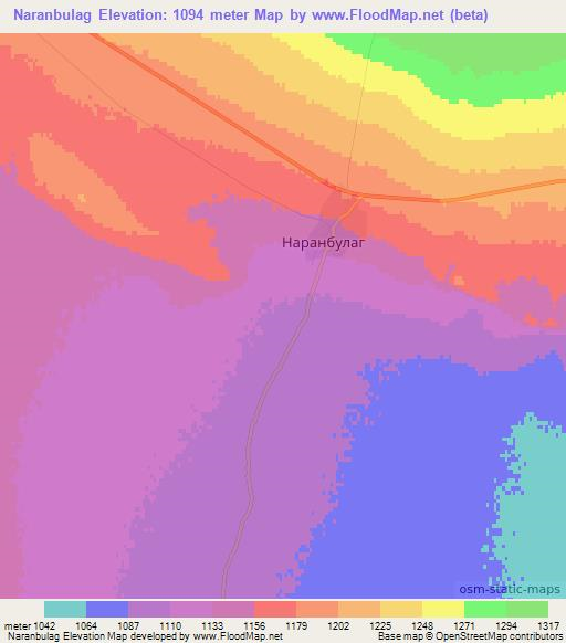 Naranbulag,Mongolia Elevation Map
