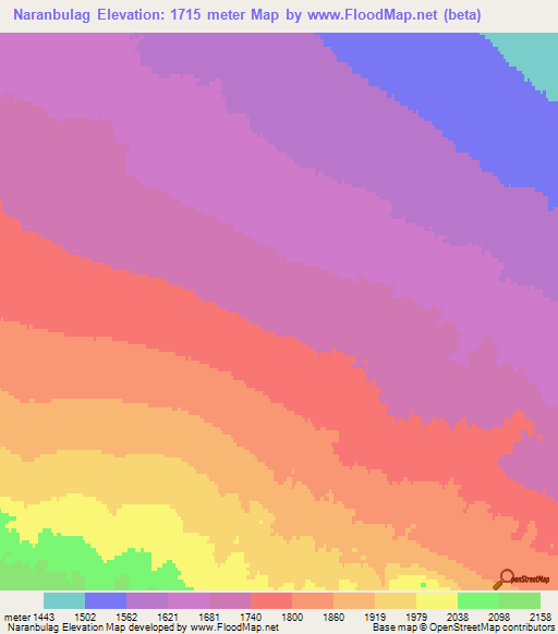 Naranbulag,Mongolia Elevation Map