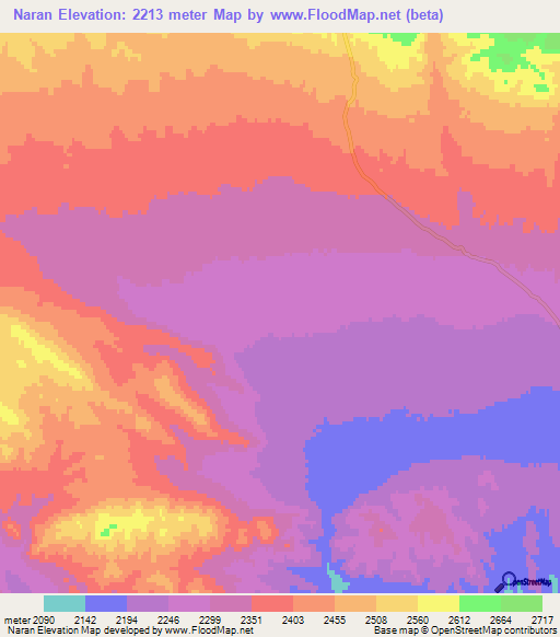 Naran,Mongolia Elevation Map