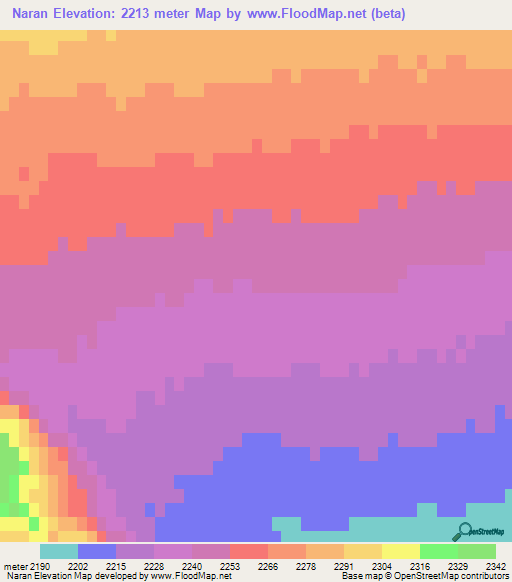 Naran,Mongolia Elevation Map