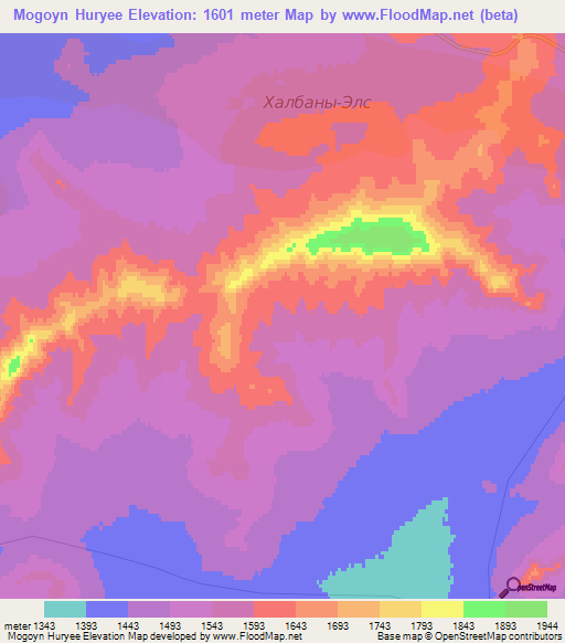 Mogoyn Huryee,Mongolia Elevation Map