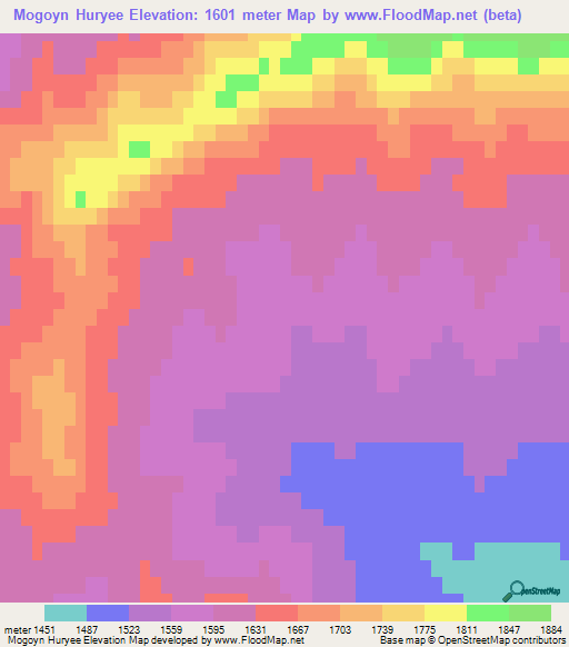 Mogoyn Huryee,Mongolia Elevation Map