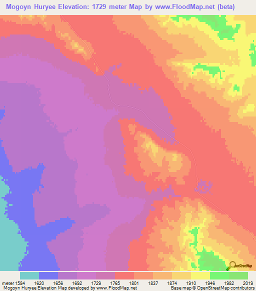 Mogoyn Huryee,Mongolia Elevation Map