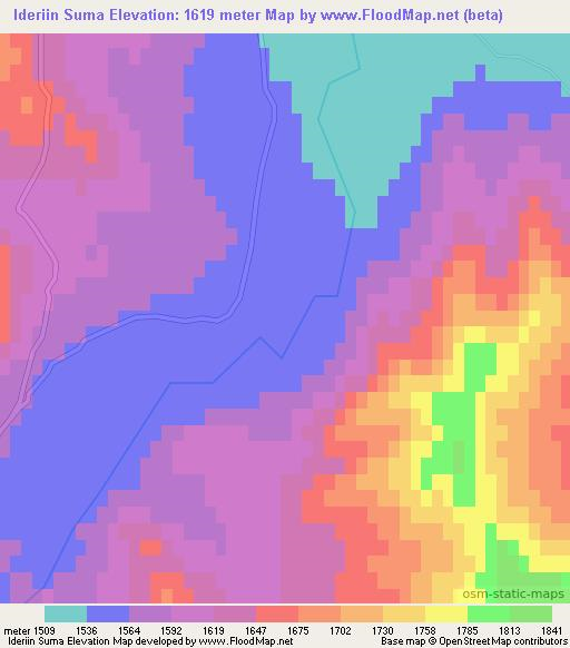 Ideriin Suma,Mongolia Elevation Map