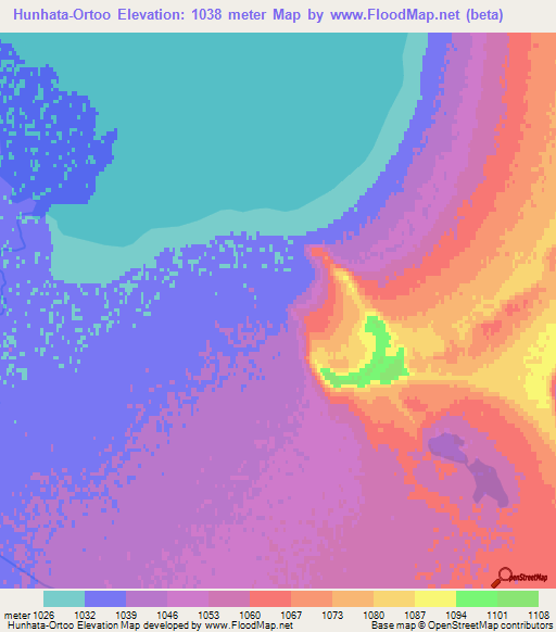 Hunhata-Ortoo,Mongolia Elevation Map