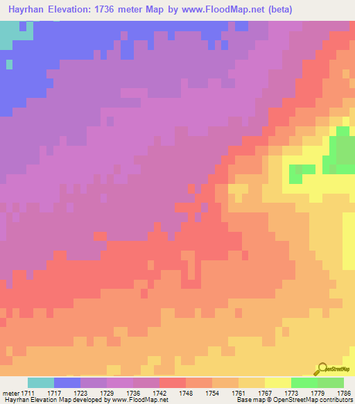 Hayrhan,Mongolia Elevation Map