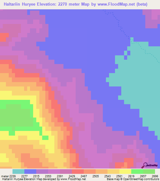 Haltariin Huryee,Mongolia Elevation Map