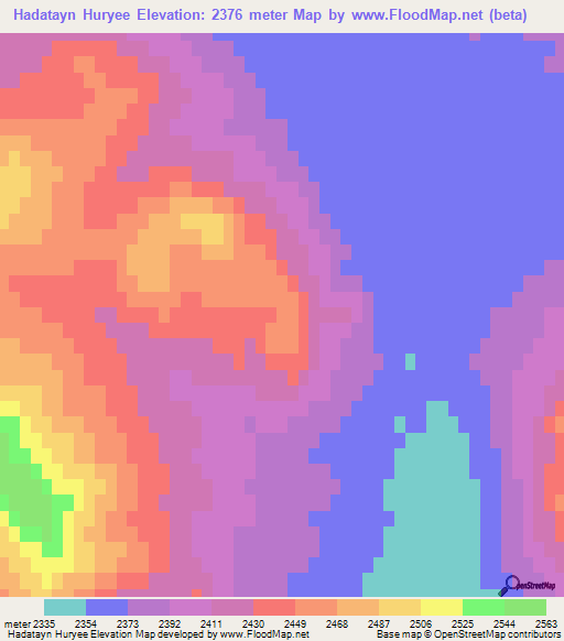 Hadatayn Huryee,Mongolia Elevation Map