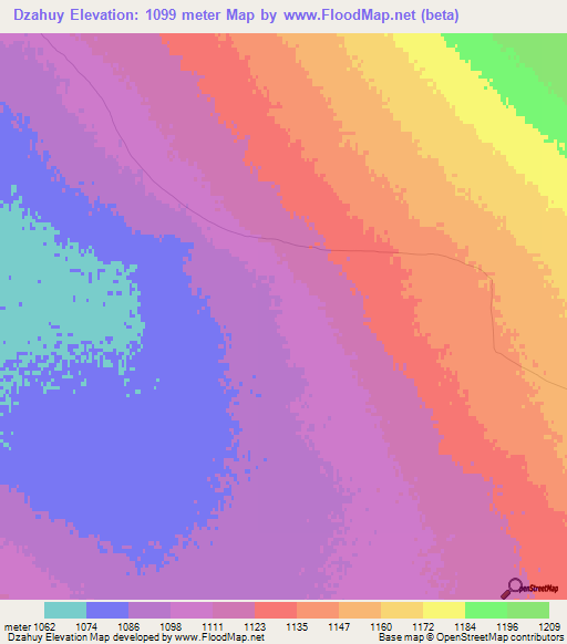 Dzahuy,Mongolia Elevation Map