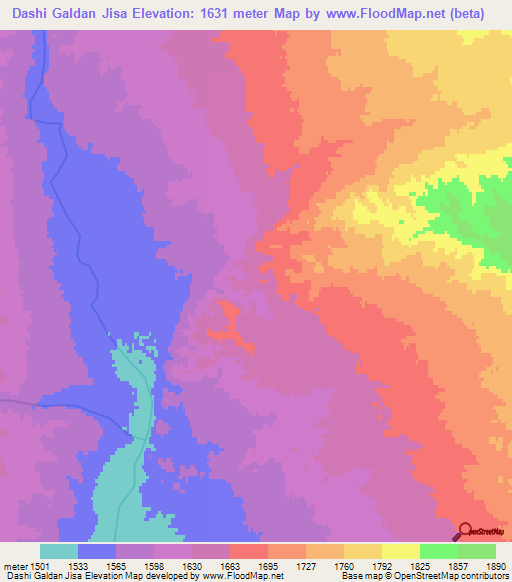 Dashi Galdan Jisa,Mongolia Elevation Map