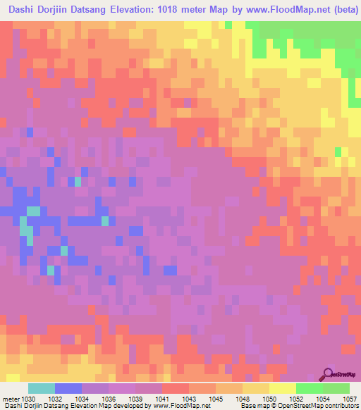 Dashi Dorjiin Datsang,Mongolia Elevation Map