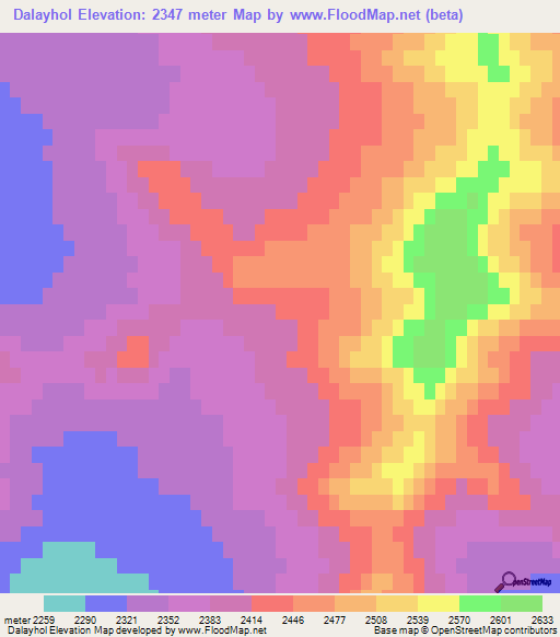 Dalayhol,Mongolia Elevation Map